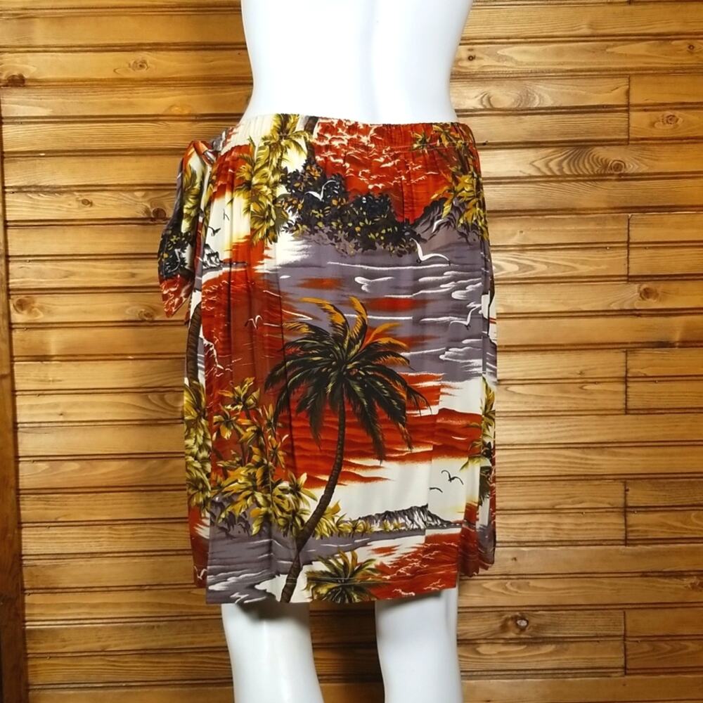 Carole Little Sport Rayon Wrap Skirt Paradise Island Mural Graphic Size Medium - Picture 3 of 8